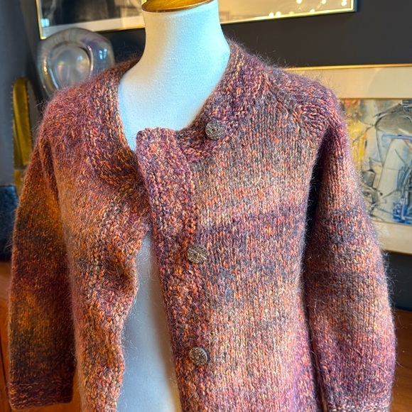 Women's hand knitted beautiful wool wooden buttons, Knit cardi wood buttons - Picture 3 of 13